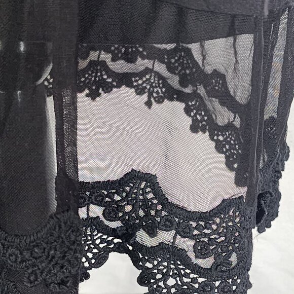 Eikosi Black Rayon Span Spaghetti Strap Tiered Poly Mesh Lace Cami Top Size 2XL - Picture 14 of 16